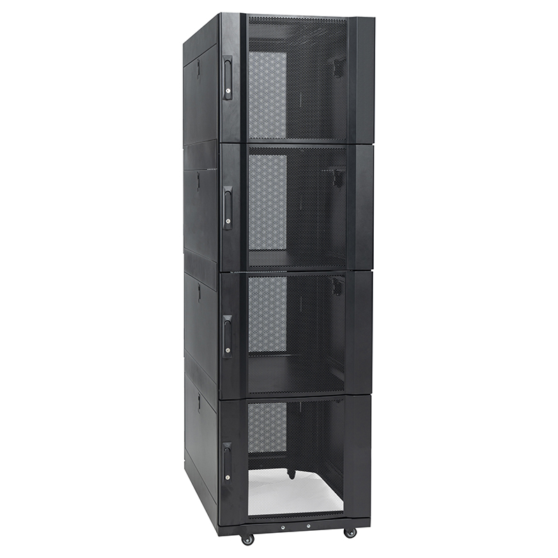 4 Compartiments Armoire de Rack Perforé de Porte Noir 42U 47U